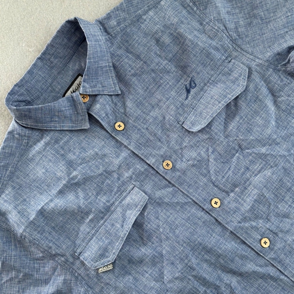 Mojo Sportswear Company Mens Large Blue Heathered Short Sleeve Fishing Shirt